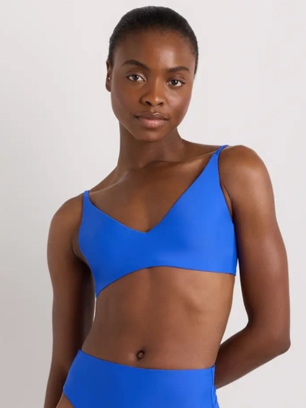 Italian V-Neck Bikini Top in Electric Blue